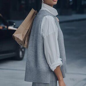 Anthropologie oversized pullover sweater vest in classic gray - One Size - New